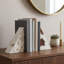 Serre-livres décoratifs en cuir de vache décoratifs pour la maison - Serre-livres modernes pour tablette, bureau et décor de bibliothèque - ensemble de 2, 7 po, ivoire
