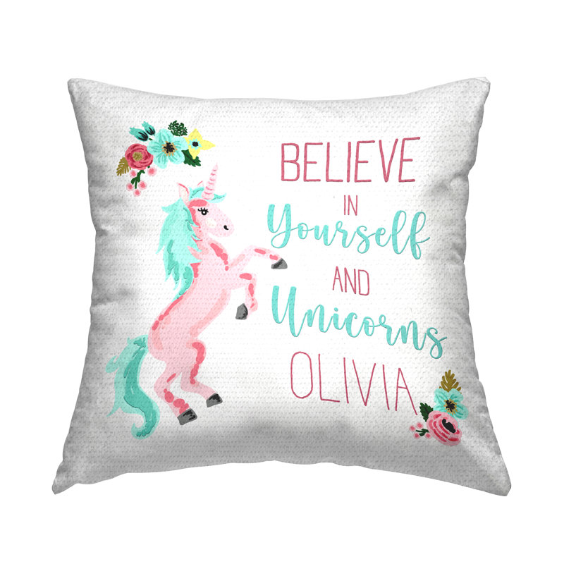 Oreiller personnalisé pour l'extérieur Yourself & Unicorns par TSB and Co., Oui