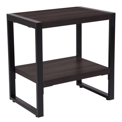 Wood Grain Finish End Table with Metal Frame