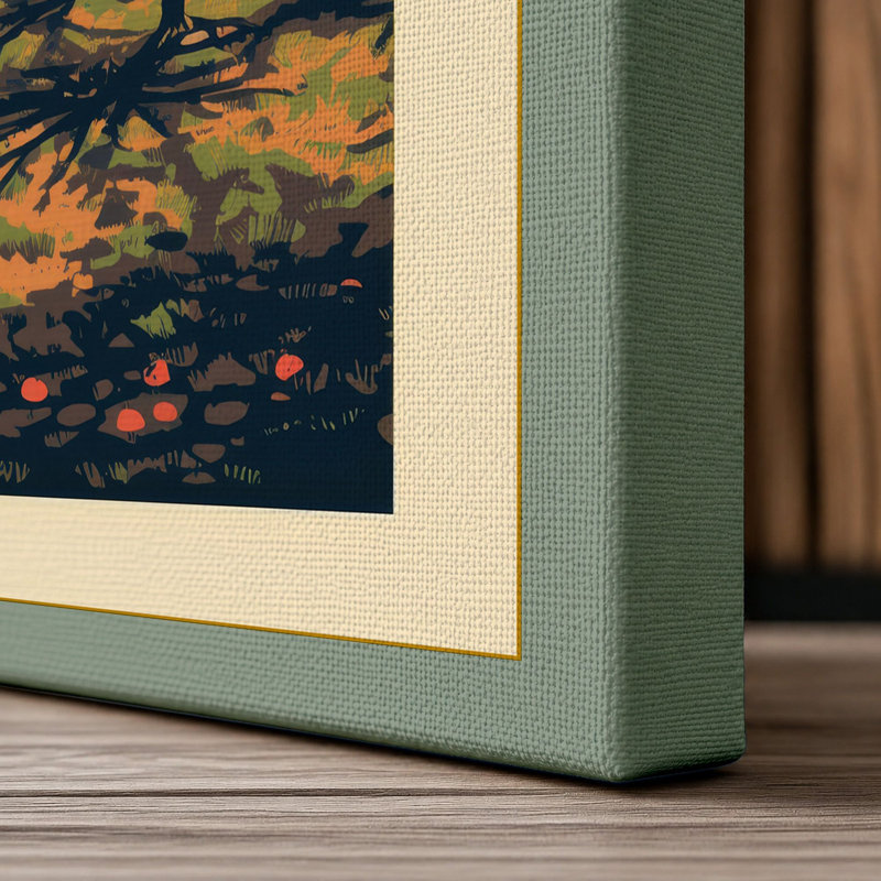 Orchard at Sunrise Japandi - Wrapped Canvas, 36x24 - 91.4 x 61.0 cm, Sage Border