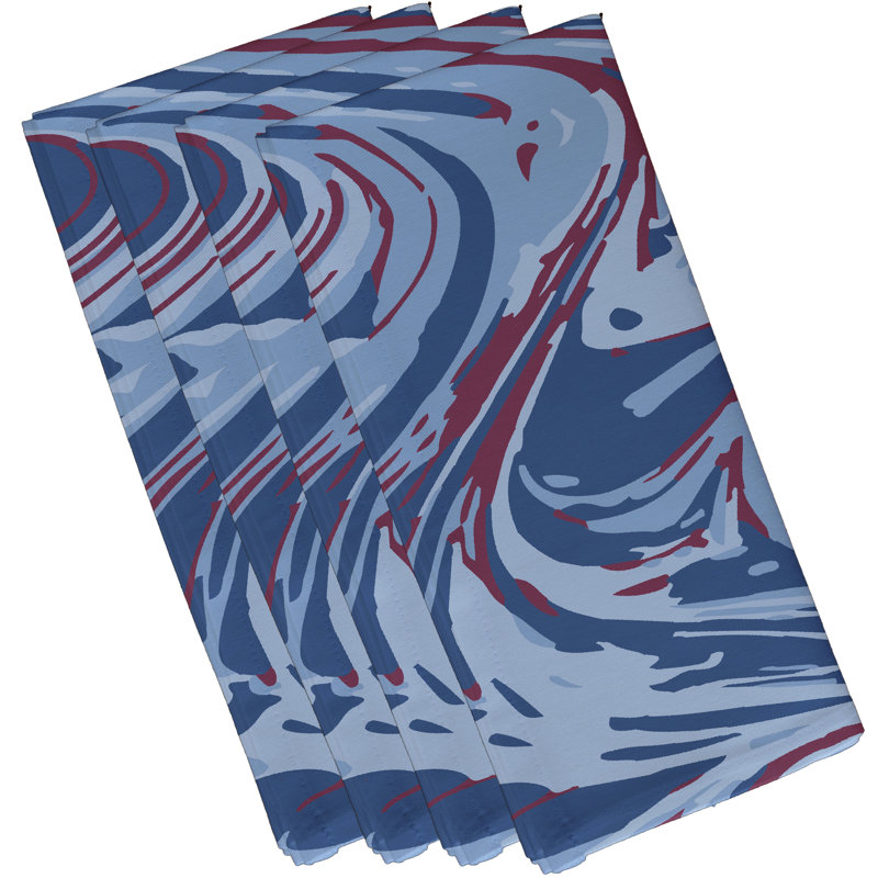 Amatul Polyester Geometric Square Napkin, Blue