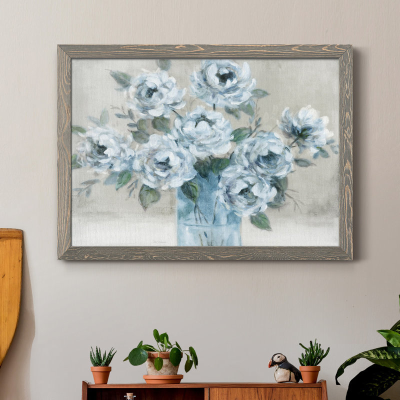 Roses tendres - reproduction de photo encadrée sur papier, H 37,5 po x l 27,5 po x P 1,5 po, gris