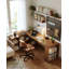 Bureau tout en bois massif en L avec armoires de rangement-360431836