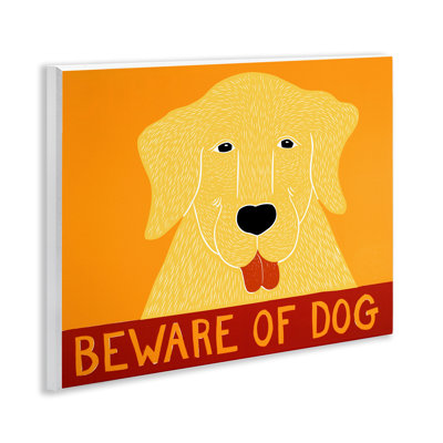 «Beware Of Dog», plaque murale jaune et rouge, design par Stephen Huneck