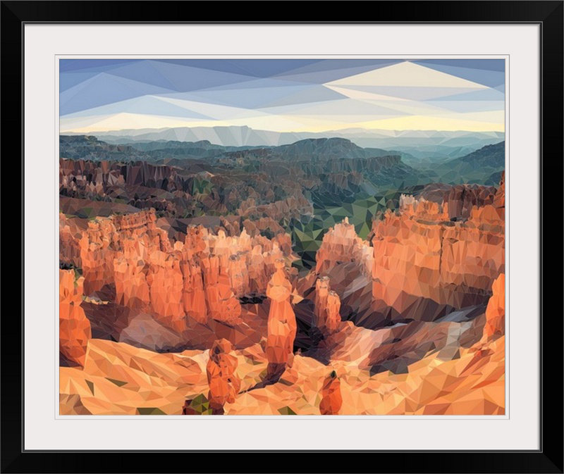 « bryce canyon-low-poly art », reproduction d’impression, H 38 po x l 48 po x P 1,5 po, Toile
