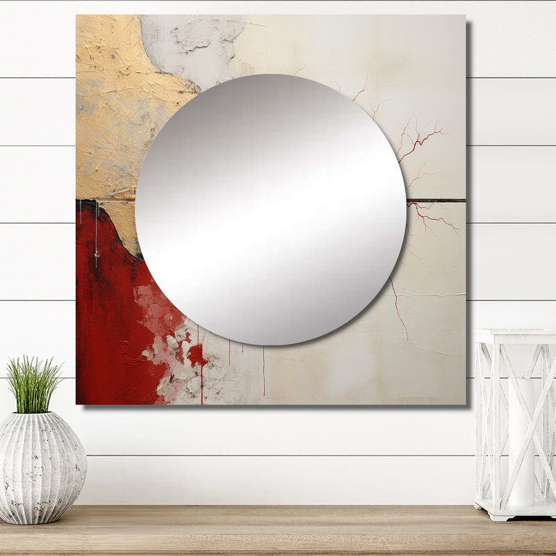 Amanoa Minimalisme Horizon - Grand miroir mural carré abstrait pour chambre à coucher, 36 po x 36 po