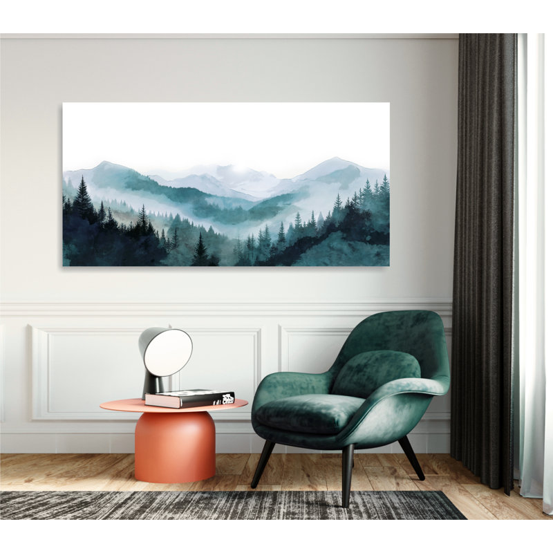Art mural aquarelle panoramique Blue Ridge Mountains, H 36 po x l 72 po x P 1,5 po, Toile tendue