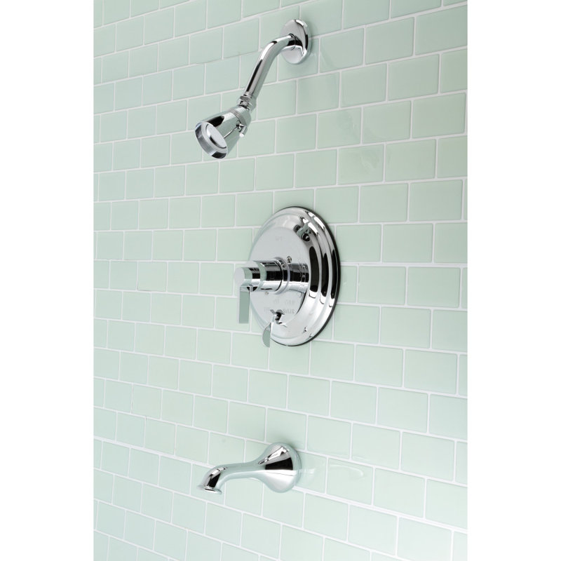 Kingston Brass NuvoFusion Single-Handle Pressure Balanced Tub and Shower Faucet, Polished Chrome