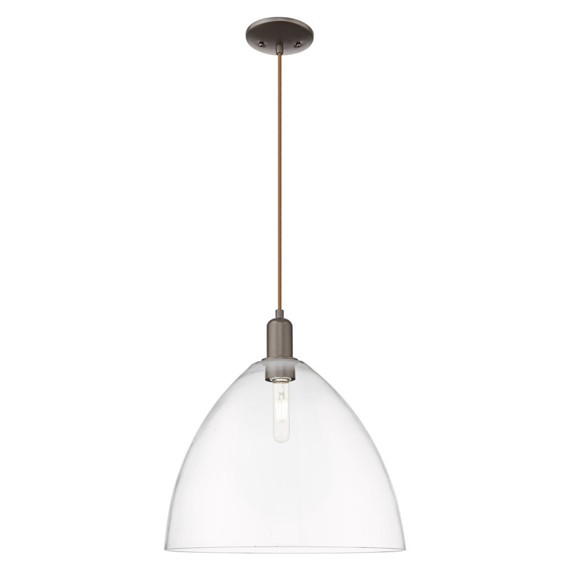 Mini-luminaire suspendu 1 lumière Arcadia - Bristol, H 10 po x l 12 po x P 12 po, Clair, Bronze frotté à l'huile