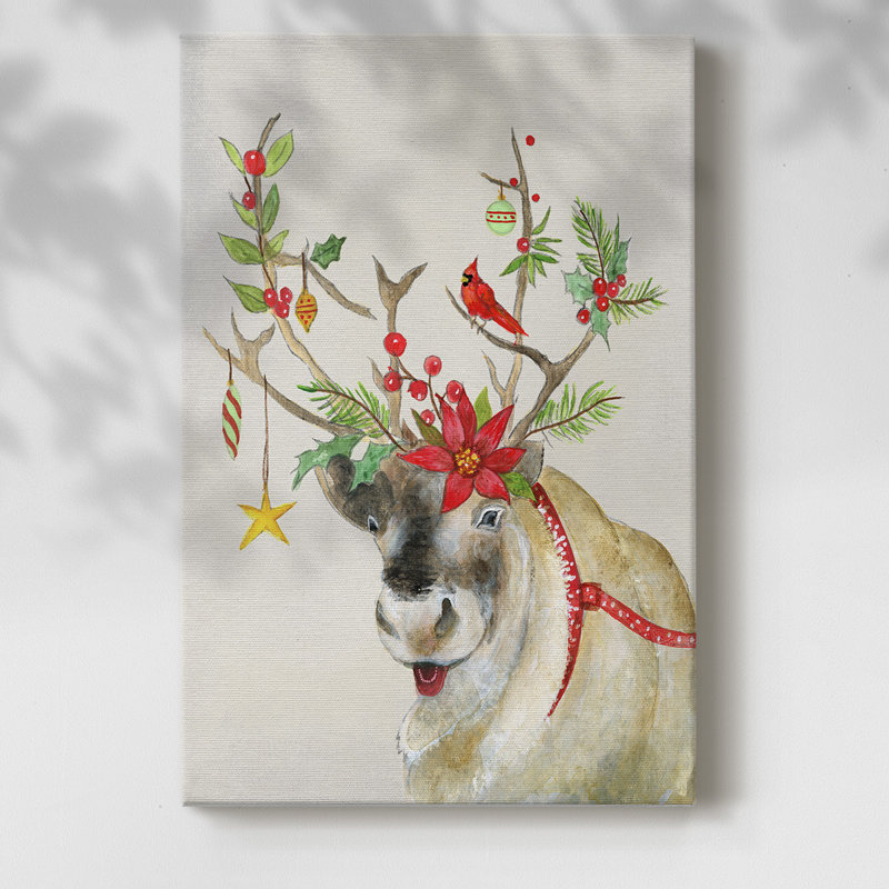 Playful Reindeer II - Toile tendue avec châssis, H 18 po x l 12 po x P 1,5 po