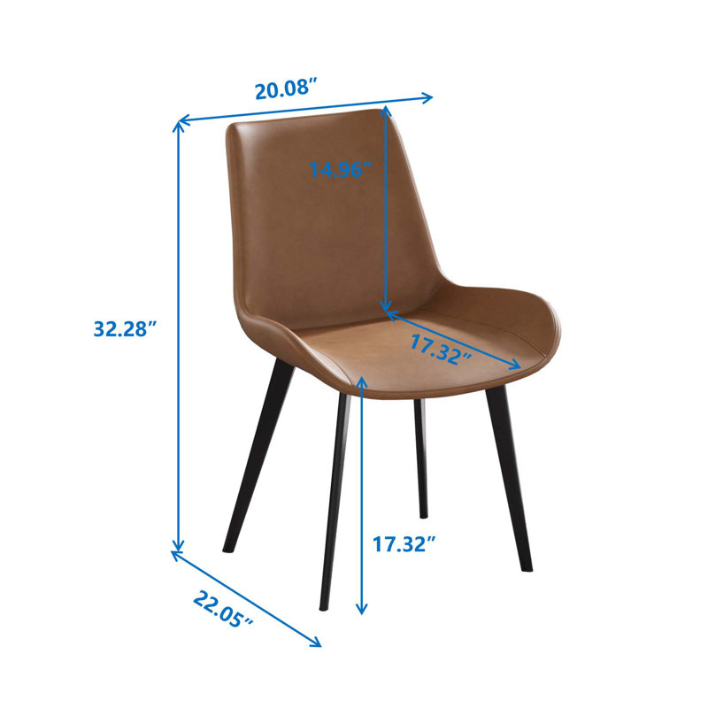 Modern Dining Chair Living Room Metal Leg Dining Chair, Brown, 4