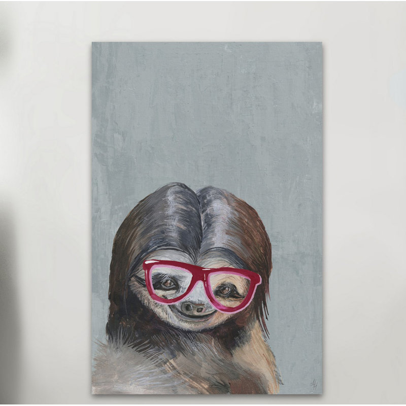 Nerdy Sloth II - Wrapped Canvas Painting, 45cm H x 30cm W