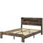 Base de lit plateforme en bois pour grand lit avec tête de lit à DEL et rangement 2 Usbs, niveau de performance silencieux, pas de sommier nécessaire, étapes d'installation simples, amplement sous la zone de charge, fonctionnement silencieux-383712370