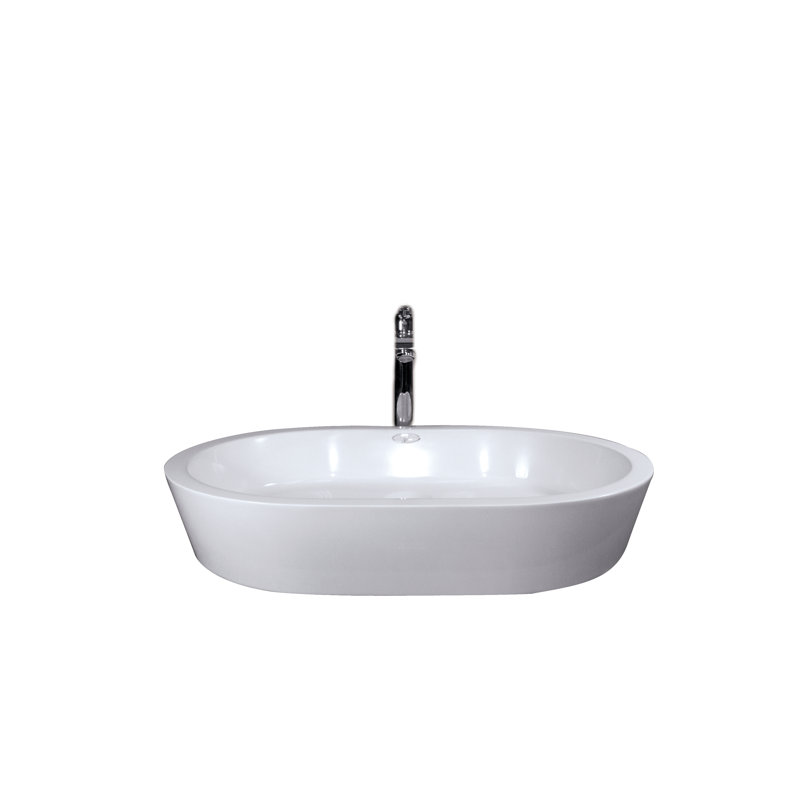 Lavabo de salle de bain ovale blanc fait à la main Elle