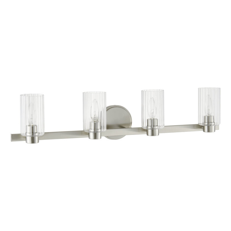 Éclairage pour salle de bain 4 lumières en nickel brossé Dungannon, Nickel brossé, H 7,25 po x l 30,5 po x P 5,75 po