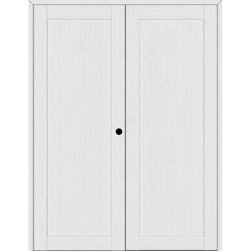 Porte intérieure battante en bois manufacturé 1 panneau Shaker, 47,75 po x 95,24 po, Blanc noble, Droite