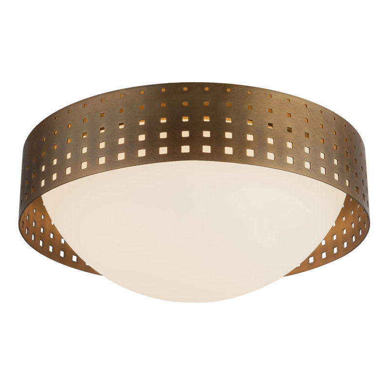 Astoria 14-in Black Flush Mount, Antique Brass