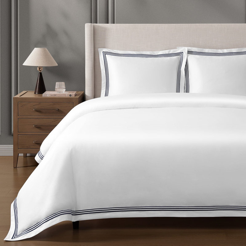 Triple Luxe Sateen Duvet Cover Set , Midnight, Queen Duvet Cover + 2 Standard Shams