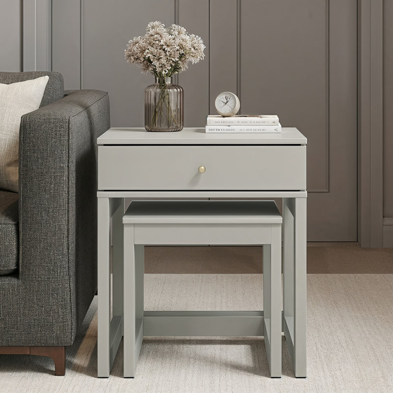 Limestone Wells Nesting Table, Light Grey