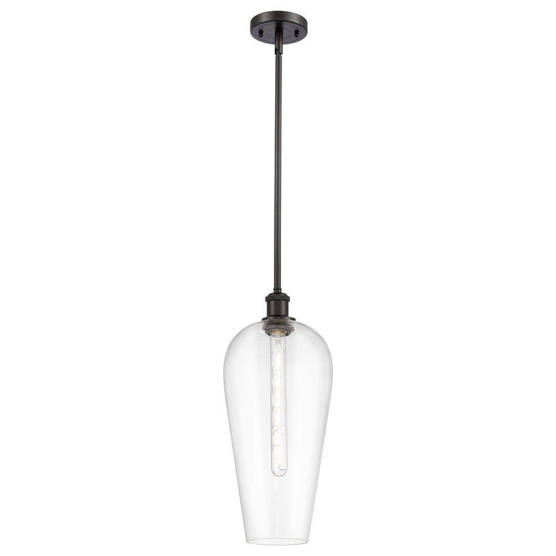 Mini-luminaire suspendu 1 lumière Ballston - Amiina, Bronze frotté à l'huile, Clair