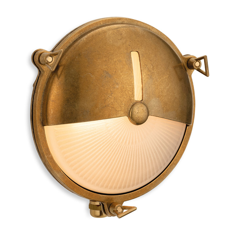 Brass 19.5cm H Frosted Glass Outdoor Bulkhead Light