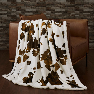 Campfire Sherpa Fleece Western Rustic Throw Blanket, 54x68 inch