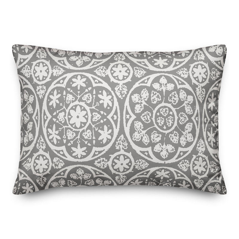 Abstract Outdoor Throw Pillow, Gray