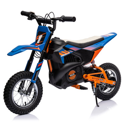Vélo électrique 24V pour enfants de 8 ans et plus, moto tout-terrain 250W 13,6MPH avec accélérateur rotatif, suspension en métal, pneus à air