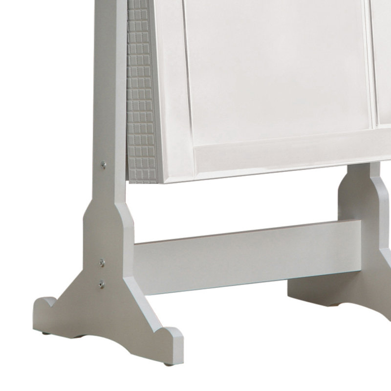 Miroir de plancher rectangulaire en bois manufacturé Clari, Blanc