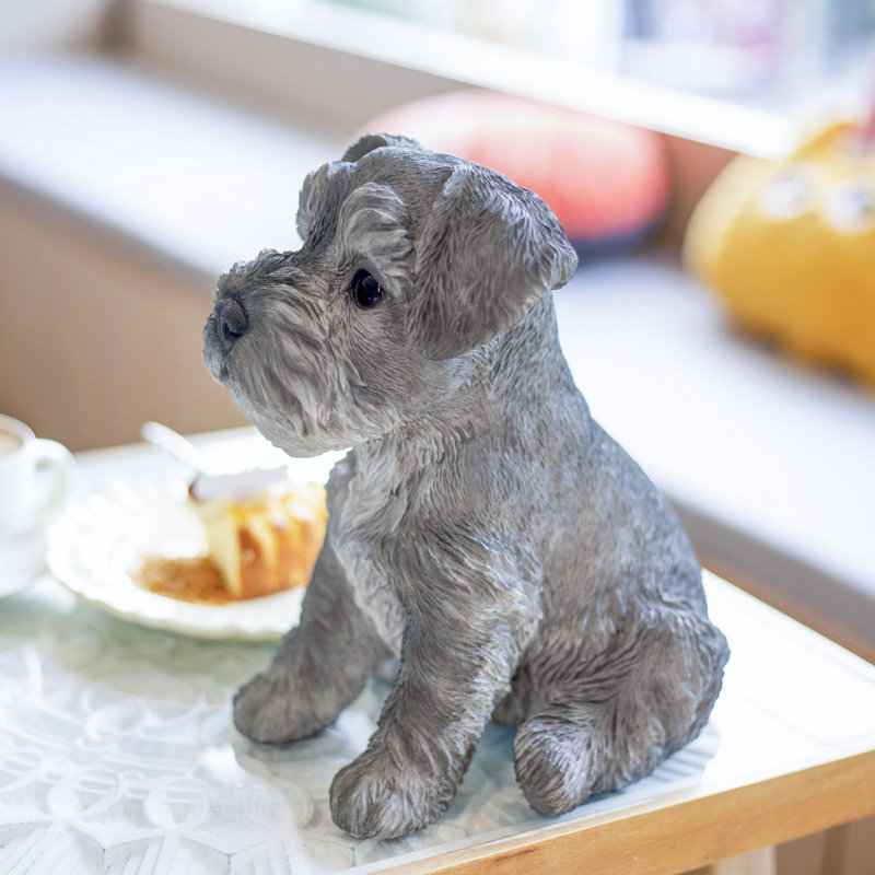 Baby Schnauzer | Handpainted Decorative Puppy Statue for Home & Garden Decor | Premium Polyresin Dog Statue | Gift for Dog Lovers | Weather-Resistant Indoor/Outdoor Decor