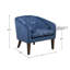 Fauteuil d'appoint en velours bleu, structure Mid-Century avec revêtement, base en bois massif