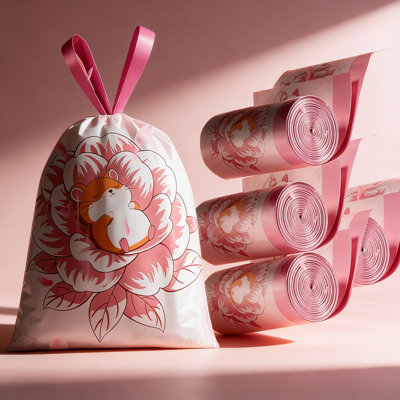Petits sacs poubelle à cordon 200 points, doublures de canettes pré-séparées sans déchirure à motif floral de 4 gallons pour salle de bain, bureau, maison et chambre à coucher