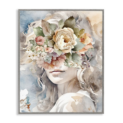 bb-465-Framed Floral Portrait of Girl by Kim Allen Single Picture Frame Print on Canvas