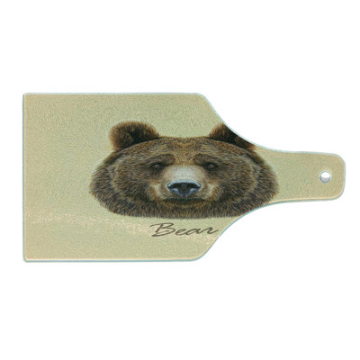 Ambesonne Bear Tempered Glass Cutting Board Strong Wild Beast Animal Brown Sand Brown