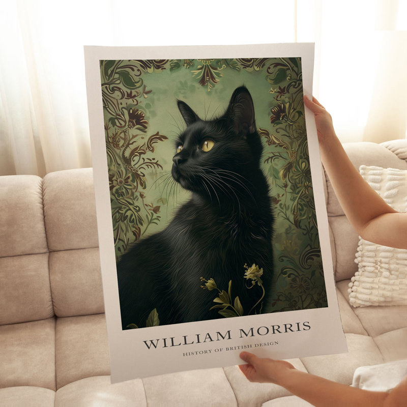 Animaux, animaux, William Morris, chat noir, chalet, reproduction d'art non encadrée, H 30 po x l 20 po