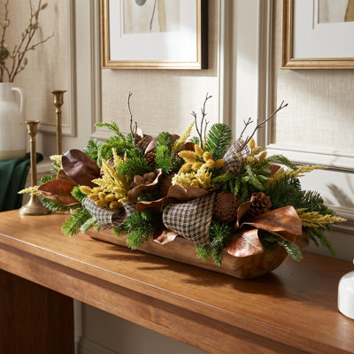 Centre de table Holiday en pot de fleurs en bois