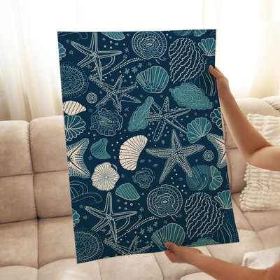 Beach and Coastal Seashells & Starfish I Nautical Unframed Art Print
