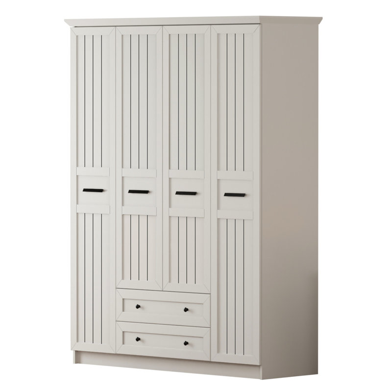Hardinsburg 4 Door Manufactured Wood Wardrobe, 184cm H x 140cm W x 52cm D