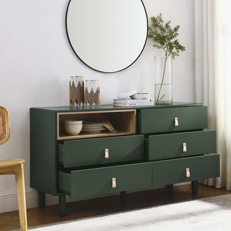 Commode 5 tiroirs Hobert, Vert