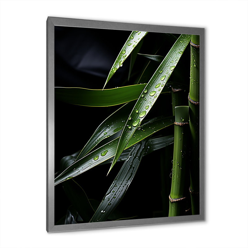 Ingileif vert bambou et noir sur toile, H 40 po x l 30 po x P 1,5 po, Cadre photo argenté