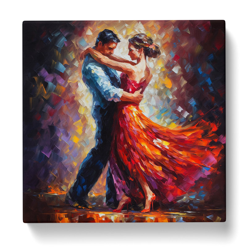 Ballroom Dancing Palette Knife Painting - Wrapped Canvas - Framed Print, 50cm H x 50cm W x 3cm D