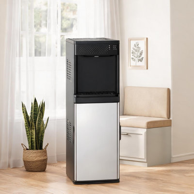 35.63-Inch 3-in-1 Portable Floor-Standing Water Dispenser with Ice Maker in Classic Black Stainless Steel