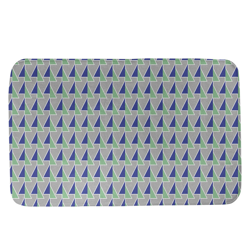 Tapis de bain géométrique antidérapant à motif de flèches décalées, l 17 po x L 24 po, Vert/bleu
