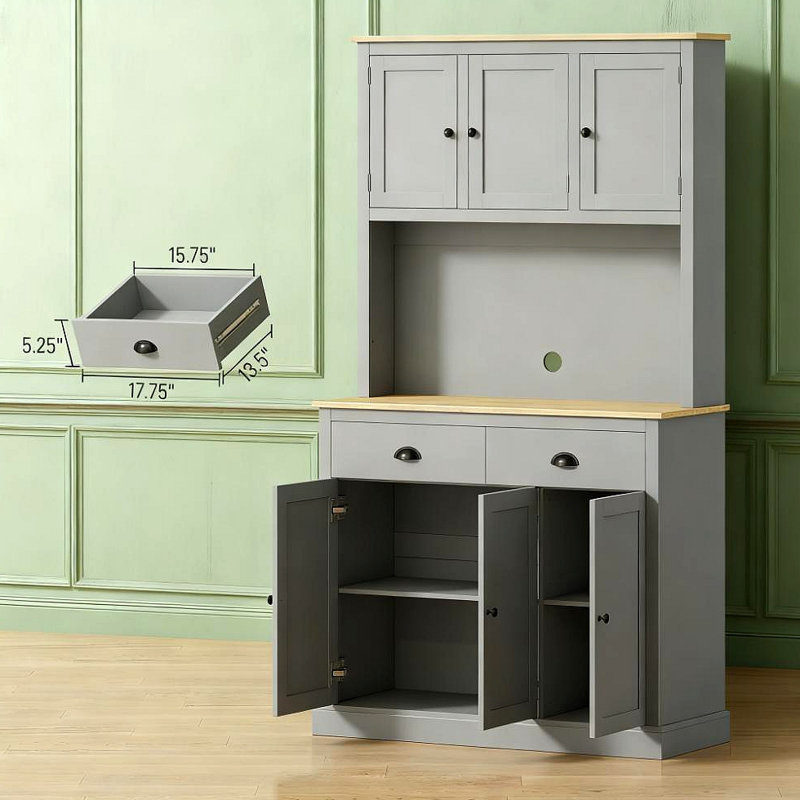 Armoire de cuisine autoportante Tall Pantry, Gris