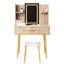 Meuble-lavabo à DEL avec 4 tiroirs, conception cannelée et tabouret en polyuréthane, miroir tricolore à 3 tiroirs en métal brun-brun, température de rangement confortable