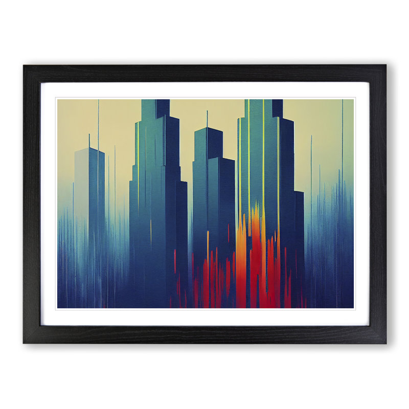 City Skyline Splash Vol.6 Abstract - Single Picture Frame Print, Black Framed, 46cm H x 64cm W x 2cm D