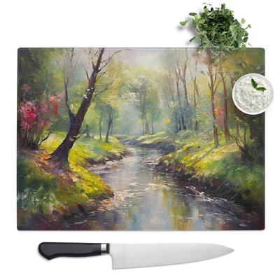Stream Impressionism  Glass Chopping Board