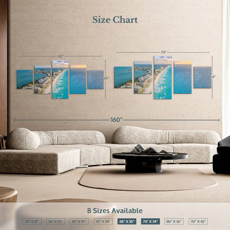 Cancun Hotels, 34" H x 74" W