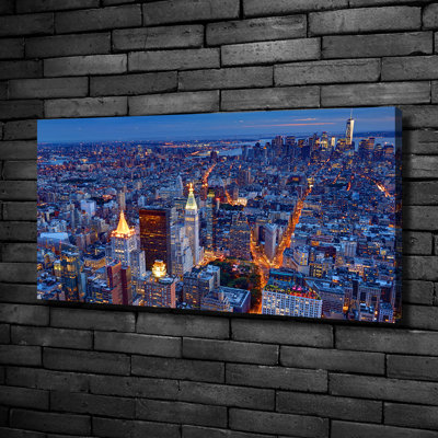 Manhattan By Night - Wrapped Canvas Print