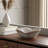 Ceramic Bowl Chiseled Textured Design Handcrafted Decorative Sculpted Form Contemporary Artisan Pottery Curved Organic Shape Unique Accent Piece For Modern Display Settings-203553528